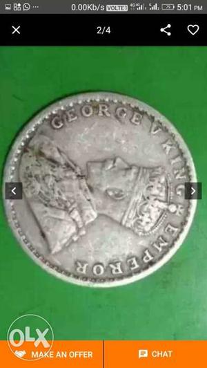 Round Silver-colored George Vi King Coin