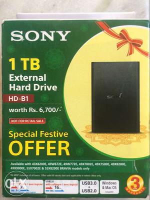 SONY HD-B1 1TB Portable Hard Disk under whole warranty with
