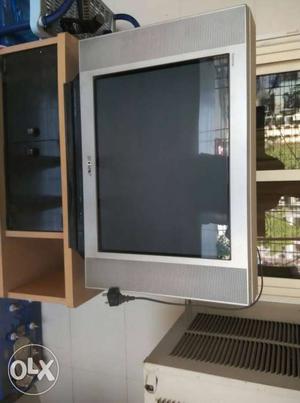 Silver-colored Sony CRT TV
