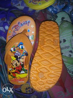 Toddler's Pair Of Orange Slippers