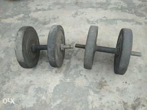 Two Black Steel Dumbbells