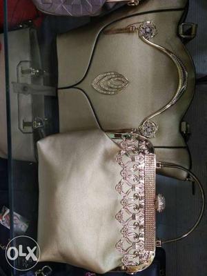 Two Women's Beige Handbags