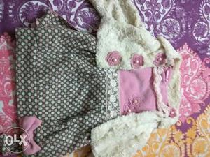 Winter frock with jacket for 1-2 years old girl.