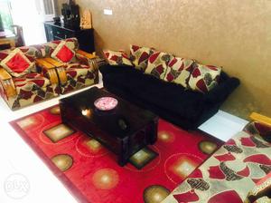 2-piece Red And Black Padded Sofa Set