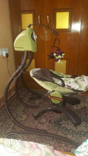 Baby's Beige And Brown Cradle And Swing6 in very good