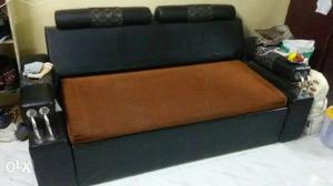 Black And Brown Fabric Sofa