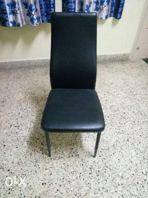 Black Leather Padded Armless Chair