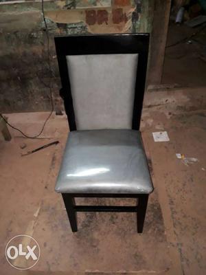 Black Leather Padded Parson Chair