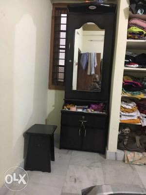 Black Wooden Cabinet With Mirror