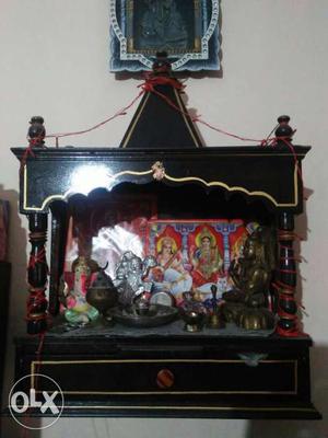 Black Wooden Puja Altar