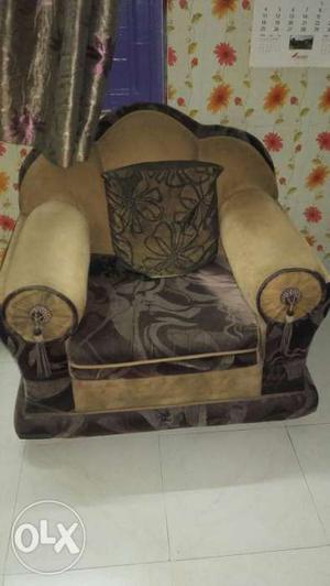 Brown And Black Floral Sofa Chair