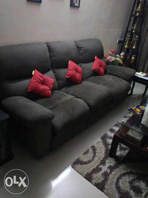 Brown Fabric Sofa Set Includes: 1) 3 seater
