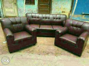 Brown Leather 5-seat Sofa factory outlet