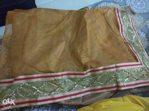 Brown, White, And Red Dupatta Shawl