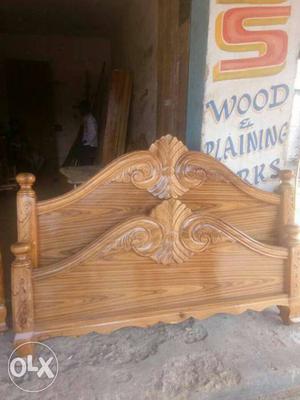 Brown Wooden Bed Headboard And Foot Board