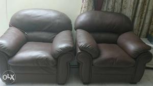 Brown semi leather sofa set