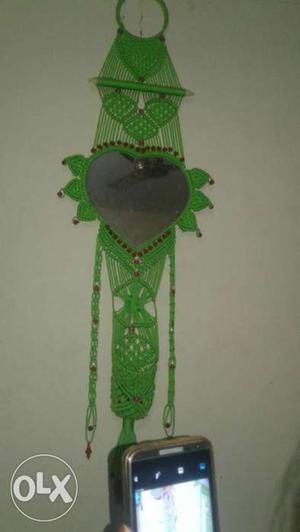 Heart Shape Green Knit Hanging Decor