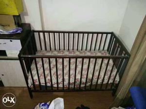Mom and Me baby Wooden cot /Cradle with mattress,
