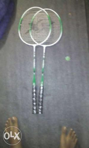 Neno x Two White-and-green Badminton Rackets