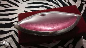 Oval Pink And Silver-colored platter