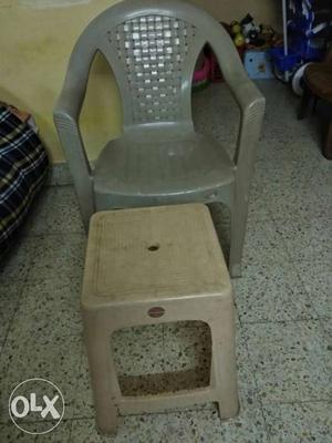 Plastic chair and small table