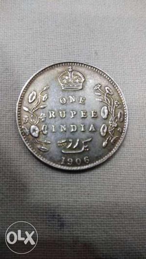 , Rear Indian One Rupee Coin
