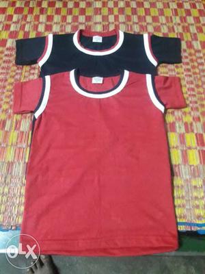 Red-and-white And Black-and-white Crew-neck Shirts
