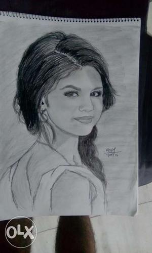 Selena gomez sketch, original print