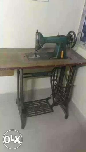 USHA Brown And Green Treadle Sewing Machine