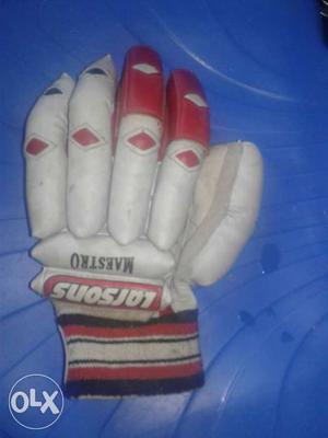 Unpaired Red And White Gloves