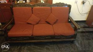 Wooden Sofa. Covers Removable. Three Seater.