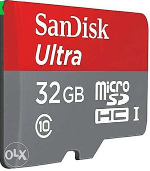 32 GB Red And Gray SanDisk Ultra MicroSD Card