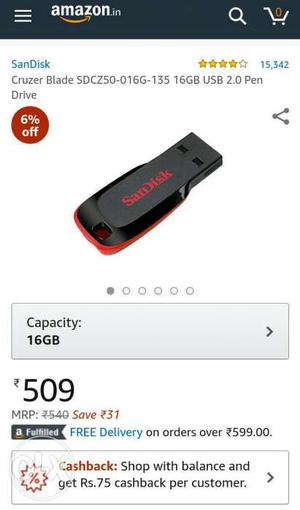 Black And Red SanDisk USB Flash Drive Screenshot