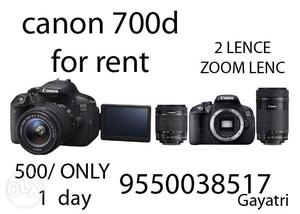 Canon 700d Dslr for rental with 2 lens Zoom