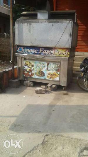 Gray And Brown Chinese Fast Food Vending Stall