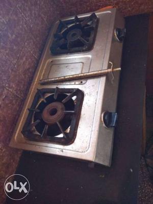 Silver And Black Two Burner Gas Stove