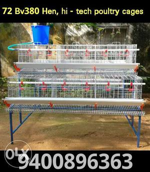 White And Blue Poultry Cages