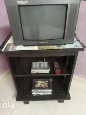 Black CRT TV With TV Stand