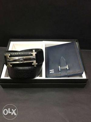 Black Hermes Leather Bi-fold Wallet