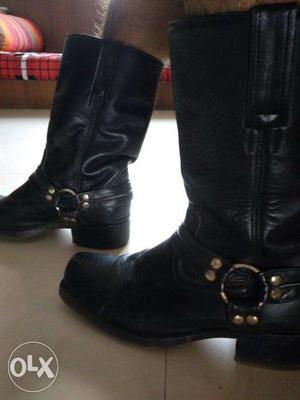 Black Leather Boots 10"