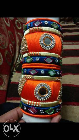 Blue And Red Thread Bangle