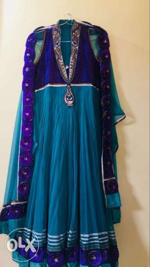 Blue And Teal Floral Traditional Dress (Used)