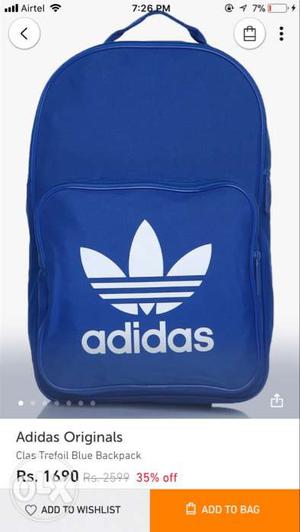 Blue And White Adidas Backpack