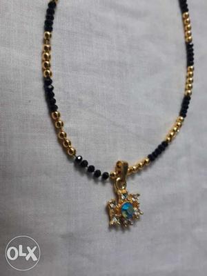 Gold-color And Onyx Beaded Necklace