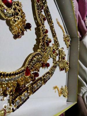 Gold-colored, Ruby, And Diamond Jewelry Set