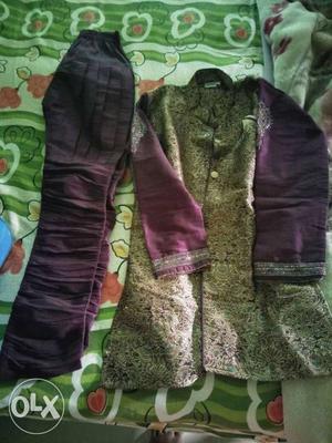 Gray And Purple Sherwani Robe