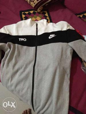 Gray, Black, And White Nike T90 Zip-up Jacket
