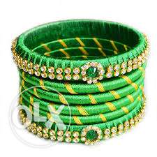 Green And Gold Beaded Bracelet