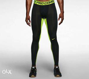 Men's Black And Green Pro Combo Nike Pants
