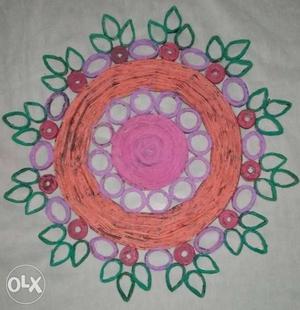 Orange, Purple, Green, And Pink Floral Doily